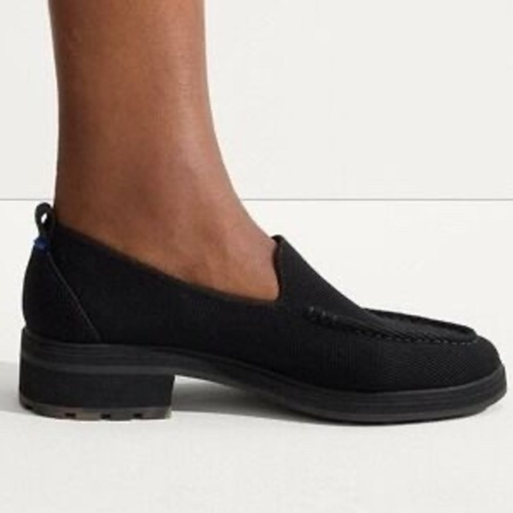 NWOT Rothy's The Lug Loafers Onyx Black, Knit Upper, Chunky Lug Sole, Size 10